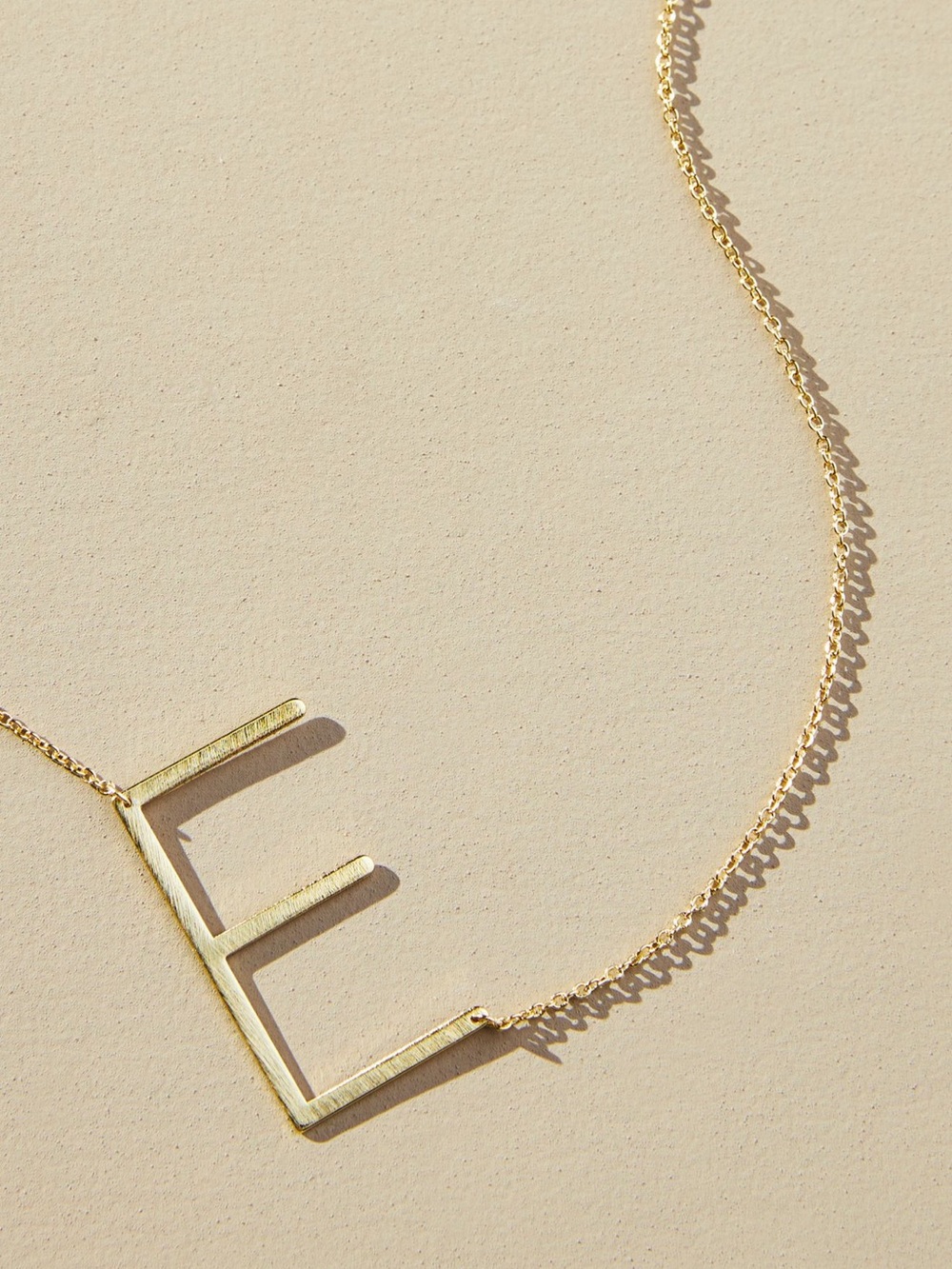 Anthropologie Gold 'E' Letter Necklace